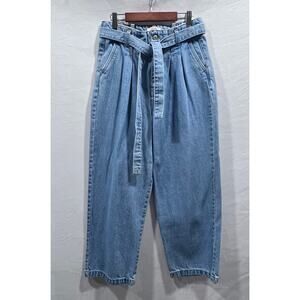 Forever 21 Paper Bag Pleated High Waisted Baggy Jeans‎ Women's Jeans 27 Belted
